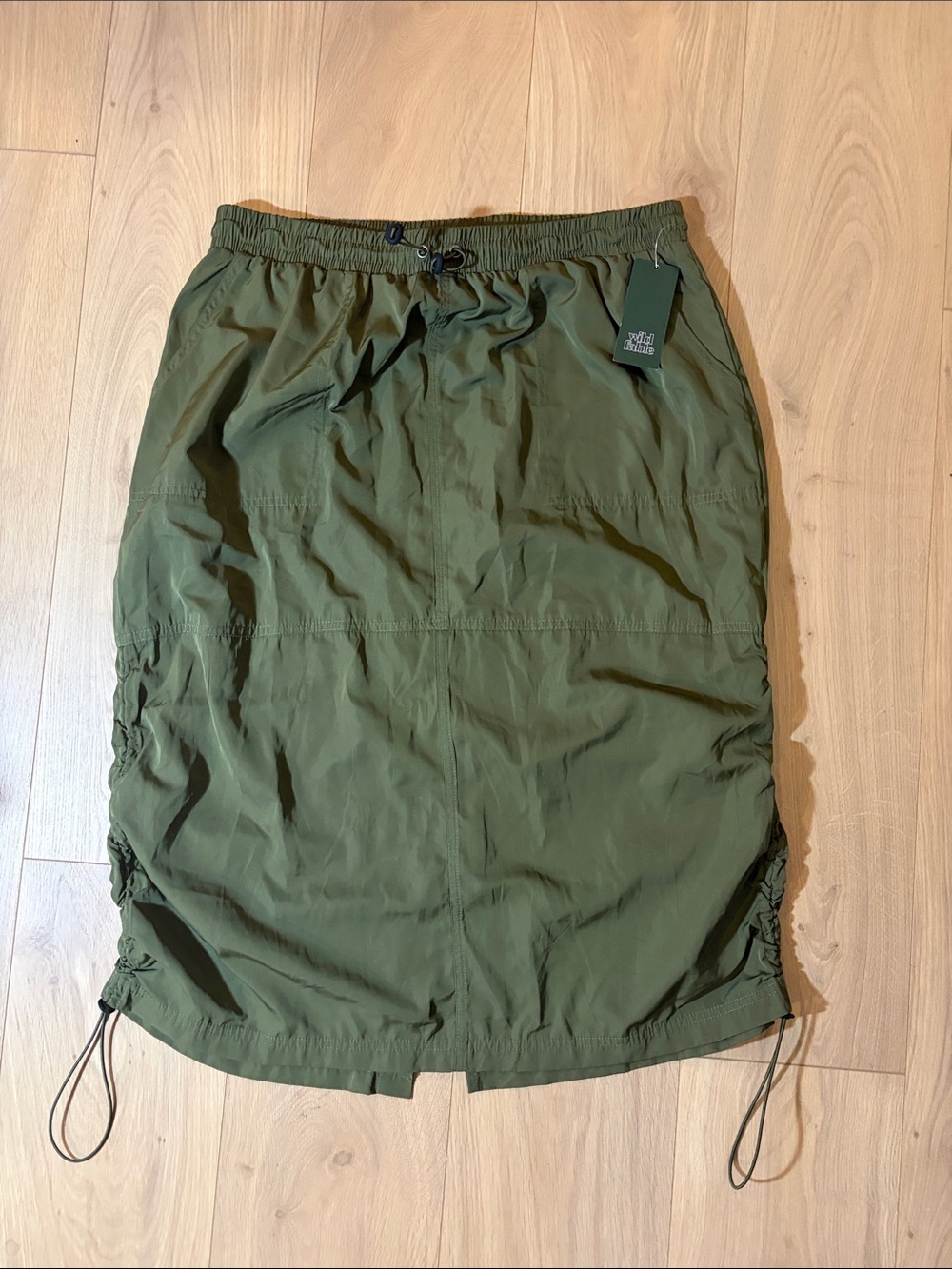 wild fable Olive Green Drawstring Midi Skirt